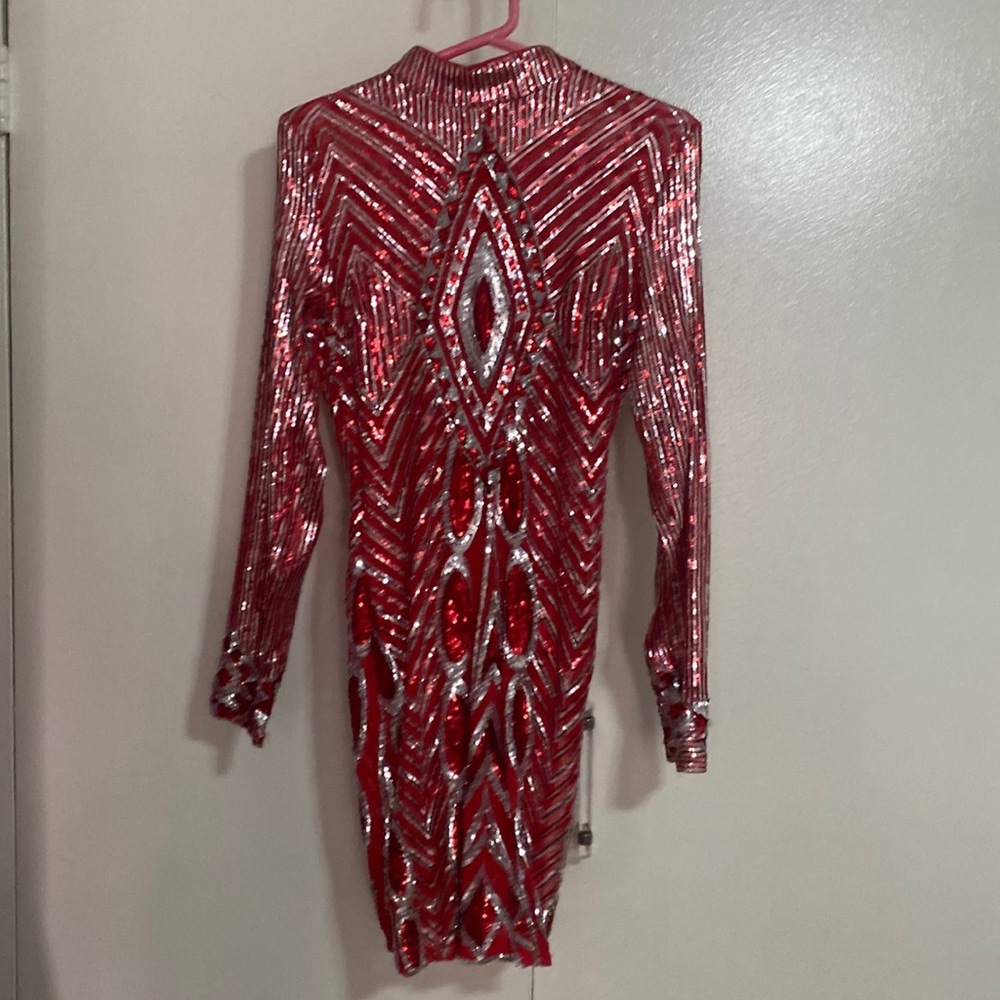 Party Dress Red/Silver sequin